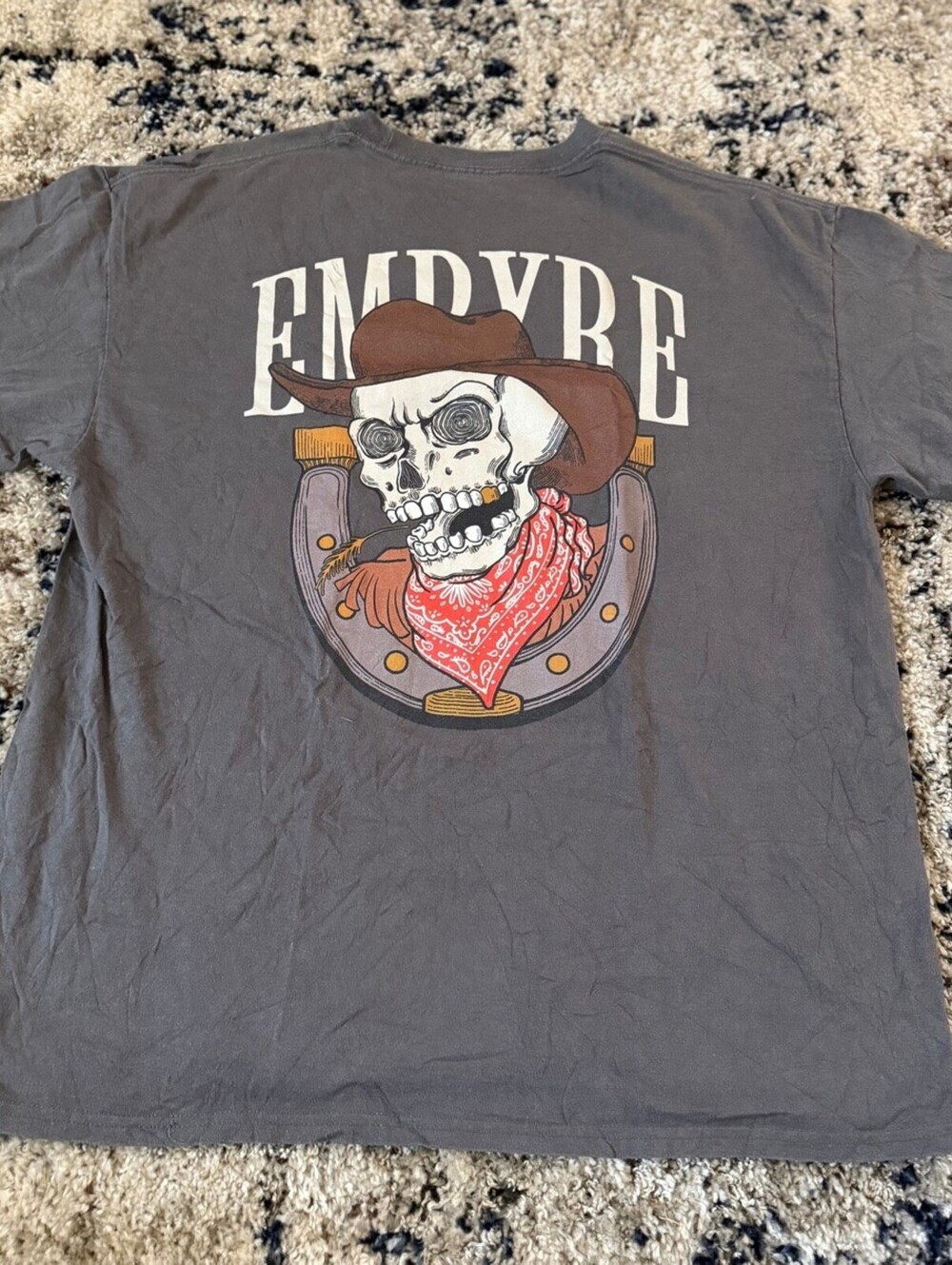 Empyre Cowboy Skull Horseshoe Graphic Tee XL Gray